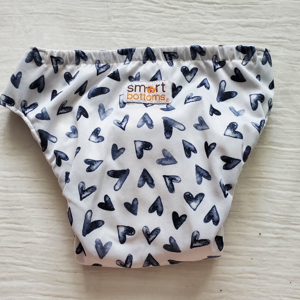 Smart Bottoms Heart Pattern Cloth Diaper - Black & White